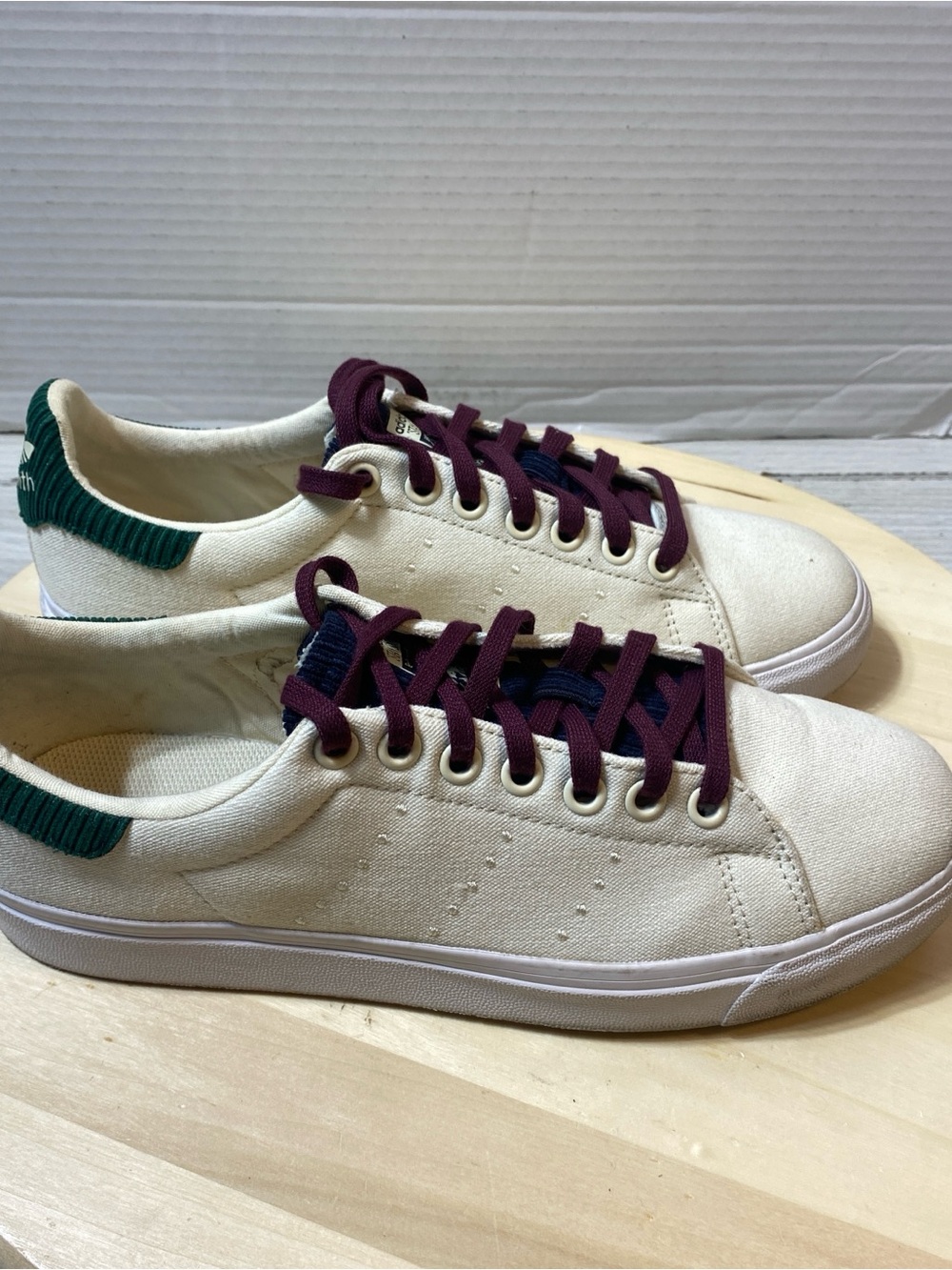 adidas stan smith Prime green Canvas White Burgundy Green Men Size 7 Sneakers